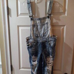 Dazi Bib Jean Overalls Coveralls Ladies Size 7 Distressed Stonewash